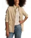 Lucky Brand Women's Zipper And Button Cargo Jacket In Gray