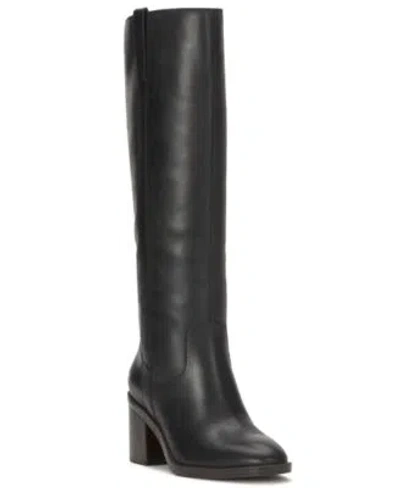 Lucky Brand Womens Adana Tall Block Heel Boots Regular Wide Extra Wide Calf In Black Leather