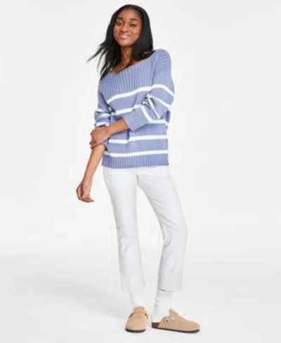 Lucky Brand Womens Boat Neck Sweater Sweet Crop Jeans In Stonewash Stripe