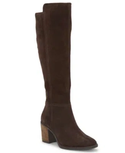 Lucky Brand Womens Bonnay Knee High Block Heel Boots Regular Wide Extra Wide Calf In Brown