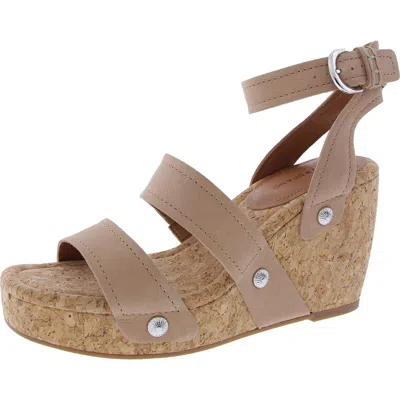 Lucky Brand Womens Cork Leather Strappy Sandals In Yellow