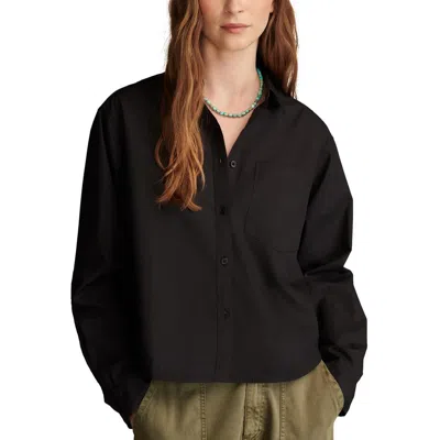 Lucky Brand Womens Crop Cotton Button-down Top In Black