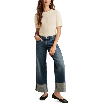 Lucky Brand Womens Cuffed Denim Wide Leg Jeans In Multi
