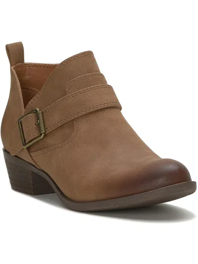 Lucky Brand Womens Cut Out Pointed Toe Mid-calf Boots In Brown