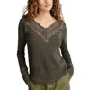 Shop Lucky Brand Womens Embroidered Cotton Henley In Black