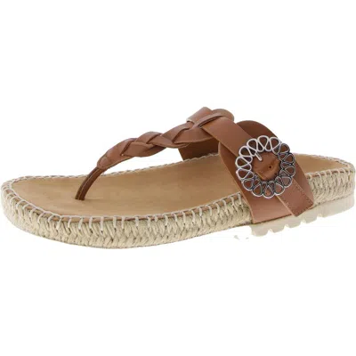 Lucky Brand Womens Faux Leather Buckle Thong Sandals In Multi