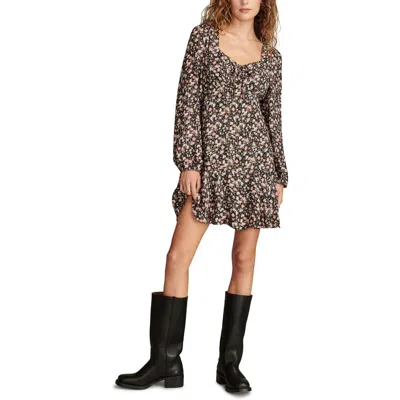 Lucky Brand Womens Floral Print Modal Mini Dress In Black