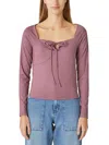 Lucky Brand Womens Halter Tie Neck Square Neckline Blouse In Purple