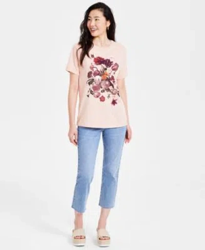 Lucky Brand Womens Heritage Bouquet Boyfriend Tee Mid Rise Cropped Jeans In Capwin Wash
