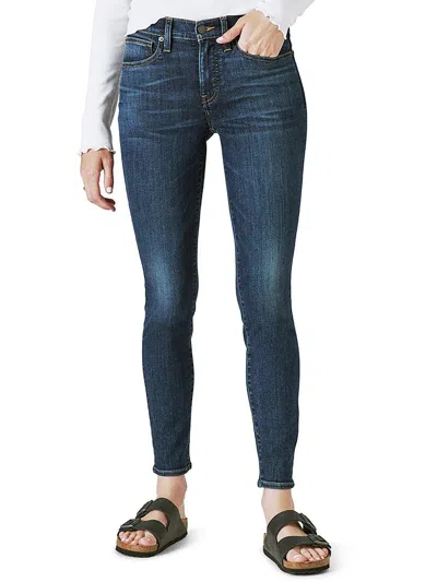 Lucky Brand Womens Mid-rise Dark Wash Skinny Jeans In Blue