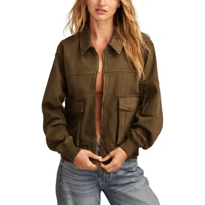 Lucky Brand Womens Pocket Cotton Bomber Jacket In Brown