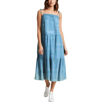 Lucky Brand Womens Printed Cotton Midi Dress In Blue