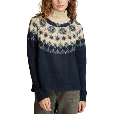 Lucky Brand Womens Printed Knit Mock Turtleneck Sweater In Multi