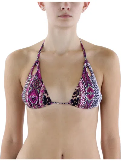 Lucky Brand Womens Printed Nylon Bikini Swim Top In Multi