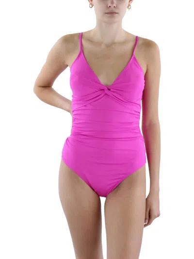 Lucky Brand Womens Removable Padding Nylon One-piece Swimsuit In Pink