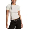 Lucky Brand Contour Short Sleeve Knit Top In White