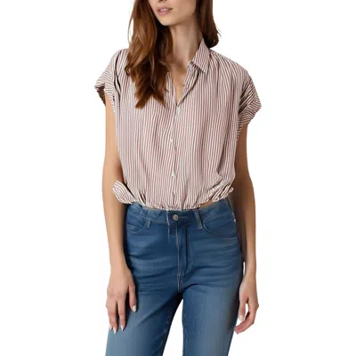 Lucky Brand Womens Striped Cotton Button-down Top In Pink