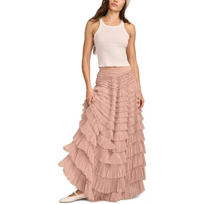 Lucky Brand Womens Tiered Polyester Maxi Skirt In Pink