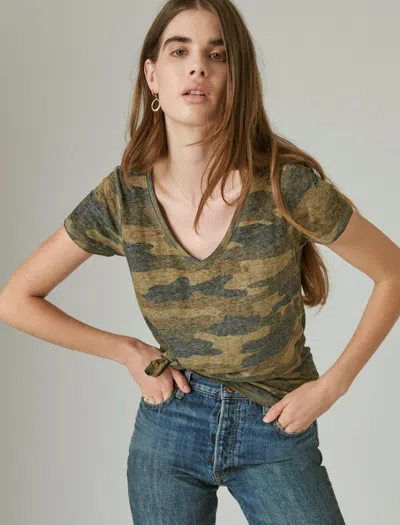 Lucky Brand Womens Vneck Camo Tee In Green