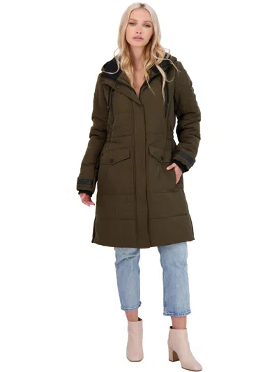 Lucky Brand Womens Winter Hooded Parka Coat In Green