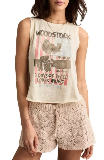 Lucky Brand Woodstock Embroidered Cotton Graphic Tank In Turtledove