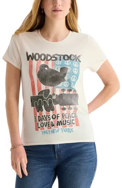 Lucky Brand Woodstock Flag Graphic T-shirt In White
