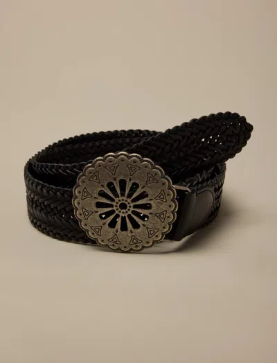Lucky Brand Woven Concho Belt In Black