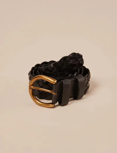 Lucky Brand Woven Leather Belt In Black