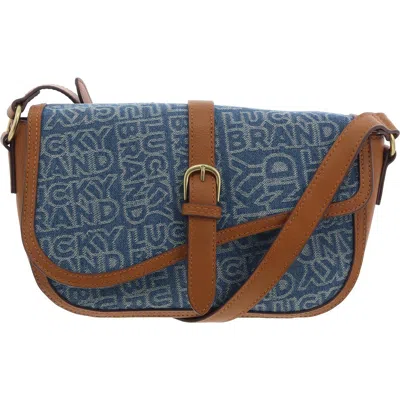 Lucky Brand Zena Womens Faux Leather Trim Denim Crossbody Handbag In Multi