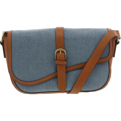 Lucky Brand Zenan Womens Faux Leather Trim Denim Crossbody Handbag In Multi