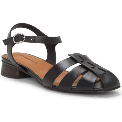 Lucky Brand Zilma Ankle Strap Fishmerman Sandal In Black Summer Haze Leather