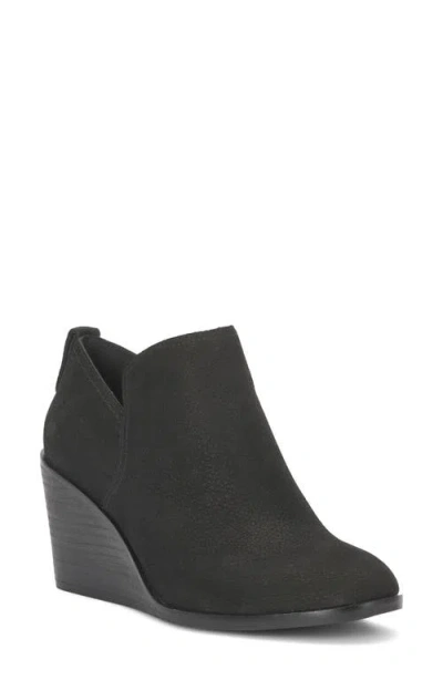 Lucky Brand Zinlay Leather Wedge Bootie In Black