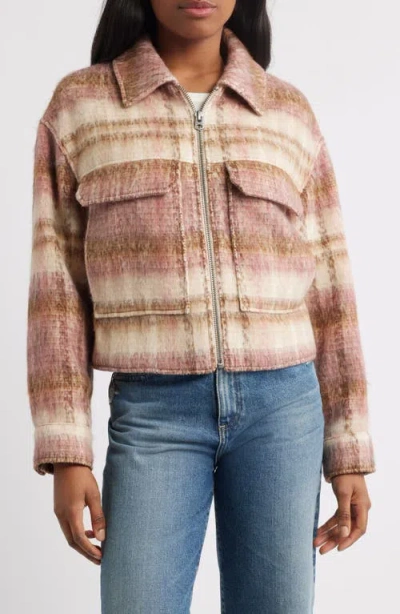 Lucky Brand Zip Front Crop Jacket In Brown