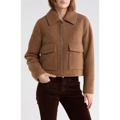 Lucky Brand Zip Front Cropped Jacket In Brown