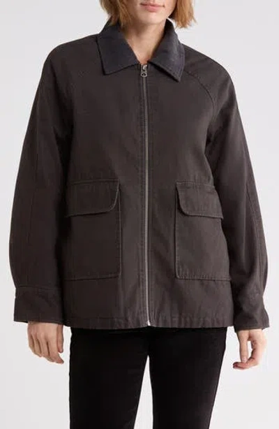 Lucky Brand Zip Front Patch Pocket Barn Jacket In Brown