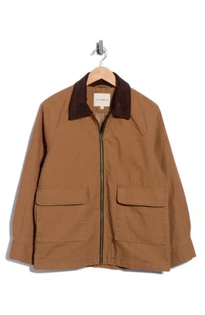 Lucky Brand Zip Front Patch Pocket Barn Jacket In Brown