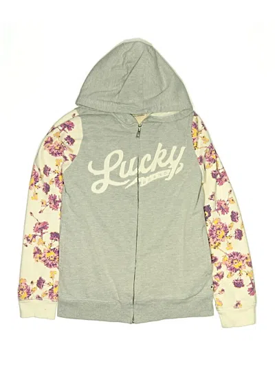 Pre-owned Lucky Brand Kids' Zip Up Hoodie In Gray