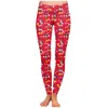 Lucky Cactus Mickey Square Pockets Leggings In Red In Red