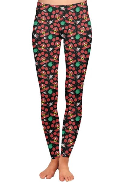 Lucky Cactus Santa Cat Paws Full Length Leggings In Black In Brown