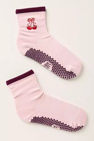 Lucky Honey Crew Grip Embroidered Cherry Bow Socks