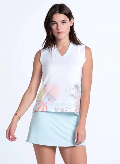 Lucky In Love Breeze Club V-neck Tank In White