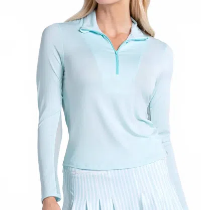 Lucky In Love Free Play Zip Long Sleeve Top In Wave In Blue