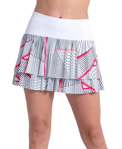Lucky In Love Geo Glow Pleated Skirt In White