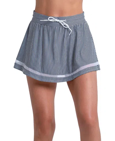 Lucky In Love High Waist Seersucker Skirt In Blue