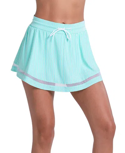 Lucky In Love High Waist Seersucker Skirt In Blue