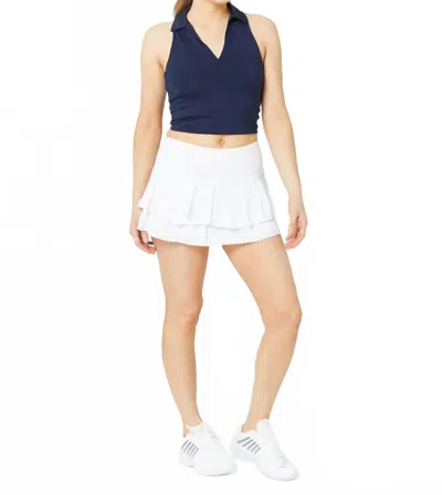 Lucky In Love Hip Fit Polo Tank Top In Navy In Blue