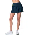 Lucky In Love Racer Rib Pleated Skirt In Blue