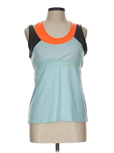 Pre-owned Lucky In Love Sleeveless Top Teal Halter Neckline Tops In Blue