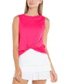 Lucky In Love Twist Front Tank In Pink