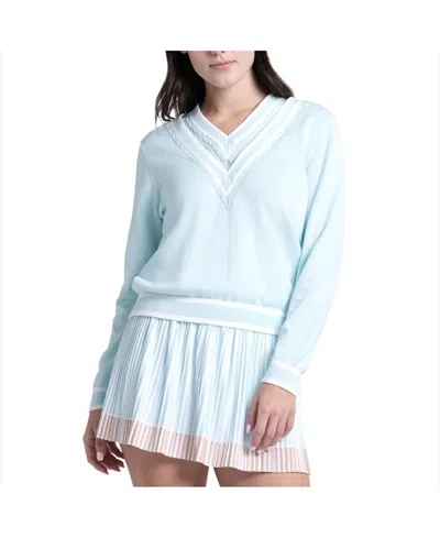 Lucky In Love Victory V-neck Sweater In Blue